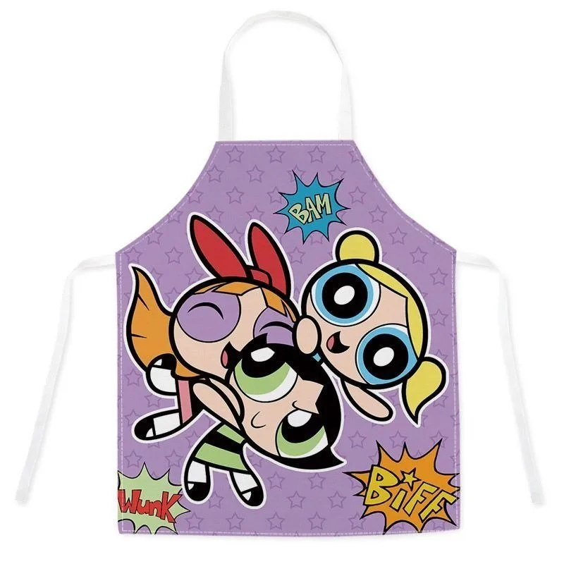 Powerpuff Girls Cartoon Cute Apron Oil-proof Parent-child Kitchen Studio Waterproof Anti-fouling Children's Apron Wholesale