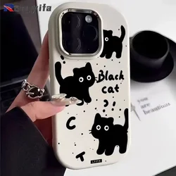 For Vivo Y20i Y20S Y20T Y20A Y12S Y11S Y17 Y15 Y13 Y12 IQOO Z8 Z8X Z9 Turbo Z9X Z7X Phone Case Cute Black Cat Cartoon Soft Cover