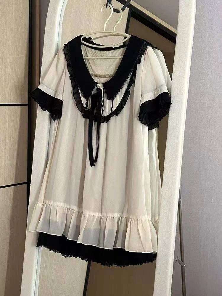 Japanese Y2K Harajuku Lolita 3 Piece Matching Outfits Ladies Ruffle Decor Cardigan Casual Vest Sweet Mini Skirt Party Daily Suit