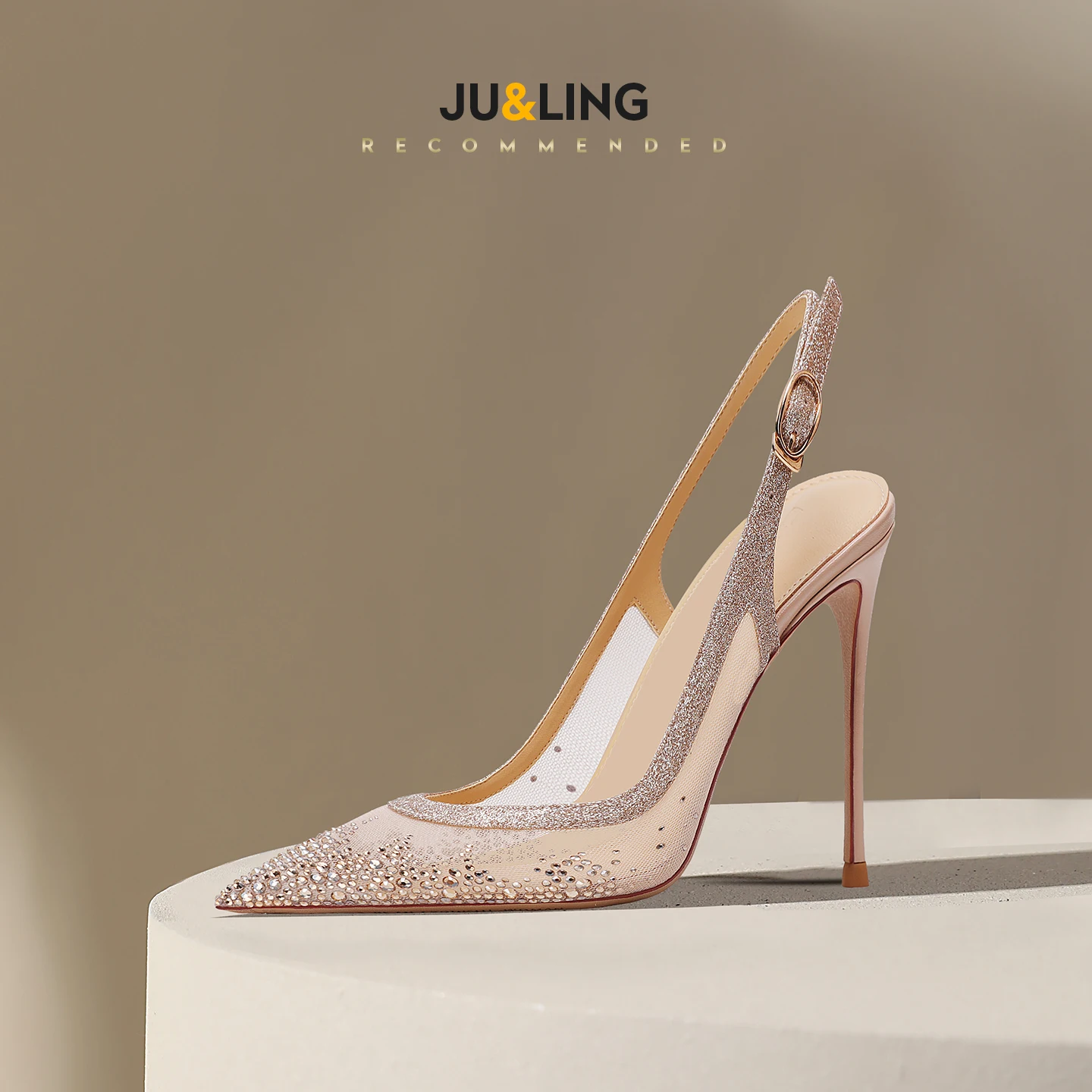 New Summer Black Mesh Rhinestone High Heels for Women, Slim Heels, Shallow Toe, Sexy Sandals with A Single Buckle Strap image 2