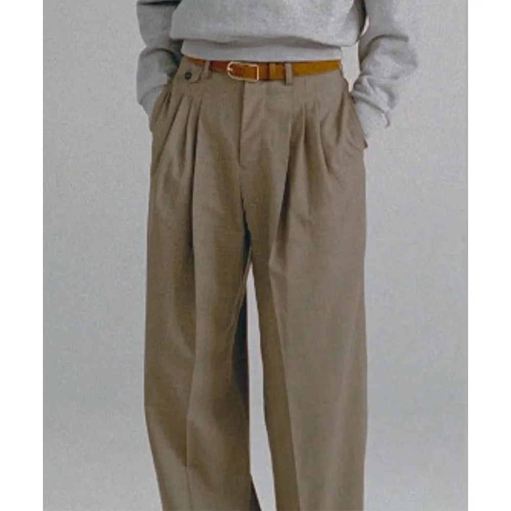 

Mens Dress Pants Pleated Straight Leg Flat Front Classic Fit Solid Color Formal Trousers Business Office Work Wear Casual Classi