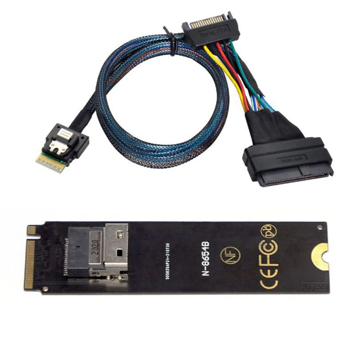 Nowy adapter NGFF M-Key NVME na SFF-8654 Slimline SAS Card i kabel U.2 U2 SFF-8639 NVME PCIe SSD 50 cm do płyty głównej SSD