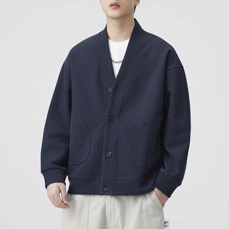 

Мужской вязаный кардиган-свитшот Lazy Knitted для весны, осени и зимы, 470 г, в американском стиле, повседневная одежда