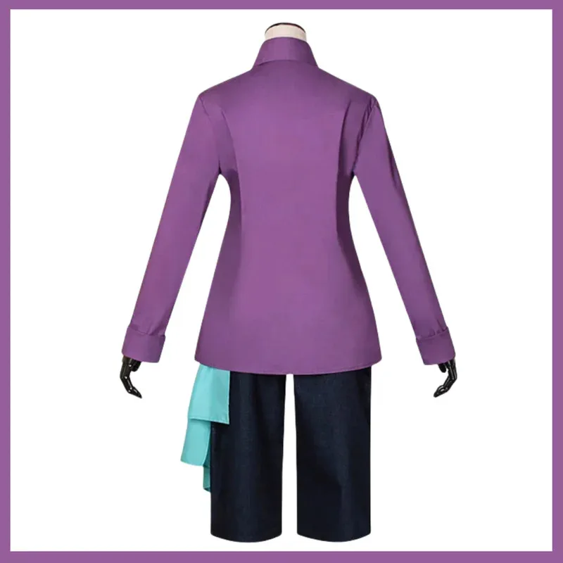애니메이션 마르코 코스프레 의상 보라색 긴 소매 탑 코트 허리 장식 유니폼 성인 남성 할로윈 크리스마스 의상;3'v,6.h'