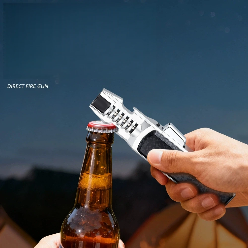 JOBON Windproof High Temperature Large Flame Spray Gun Lighter Metal Direct Spray Flame Outdoor Bottle Opener Lighter - Image 5