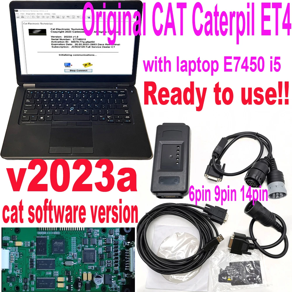 Original 2023A CAT ET 4 Caterpillar Adapter 478-0235 CAT4 Communication Heavy Duty Scanner with PC E7450 Truck Diagnostic tool