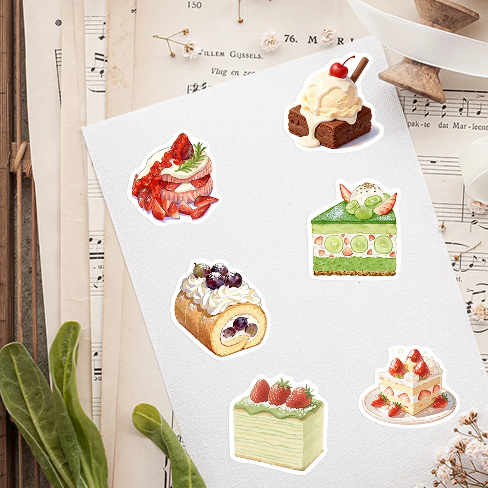 Cream Cake Dessert Baking Stickers Waterproof Vinyl Stickers DIY Decorative Decal Gift Toy for Phone Laptop Scrapbook Journal