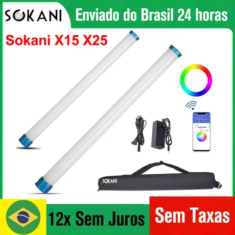 DO Brasil) Sokani X15 X25 RGB LED Luz de vídeo Fotografia Iluminação Bastão de luz portátil para Tiktok YouTube Estúdio Gravação de vídeo
