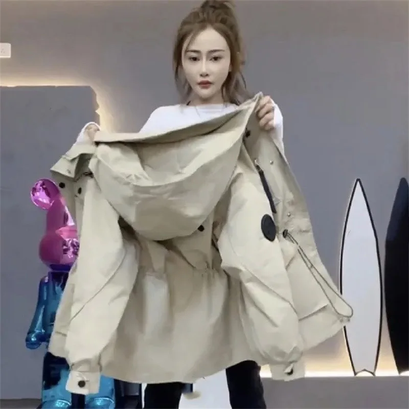 

Spring Autumn Lady Trench Outwear 2024 Female Long Sleeves Stormtrooper Coat Korean Women Medium Long Styles Windbreaker Jacket