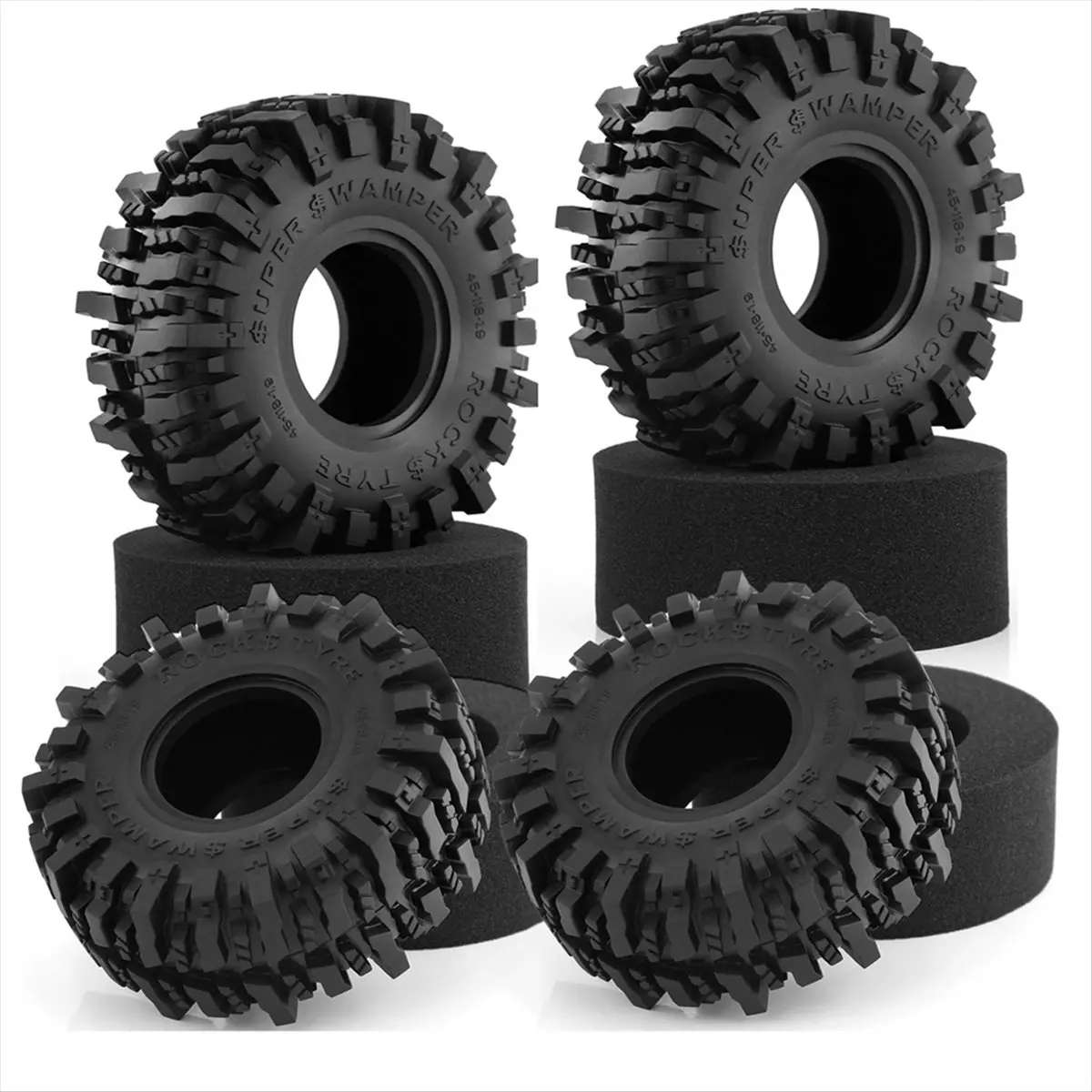●4PCS 120MM 1.9In Rubber Off -Road Tyres Wheel Tires for 1: 10 RC Crawler Car Axial SCX10 90046 AXI03007 TRX4
