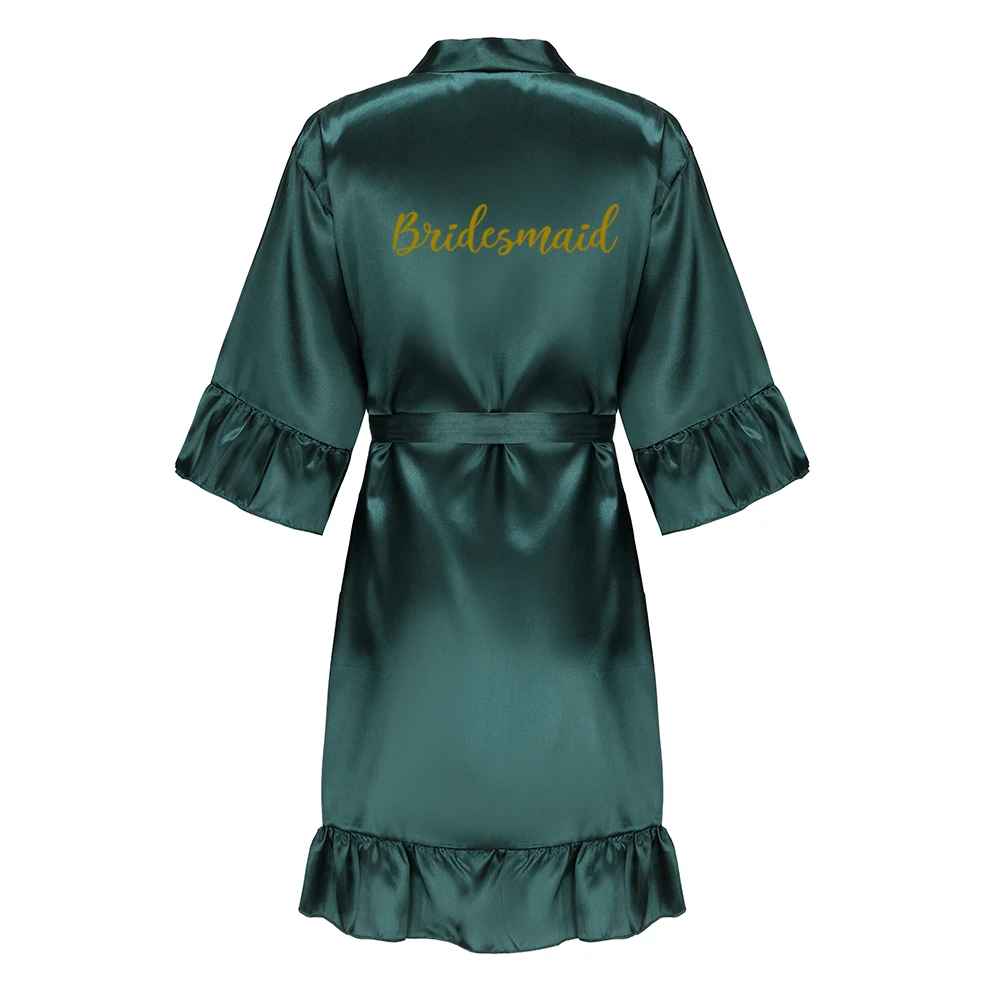 New Green Satin Bathrobe Women Getting Married Bride Hen Party Sisters Sqaud Mother Wedding Bridesmaid Robes