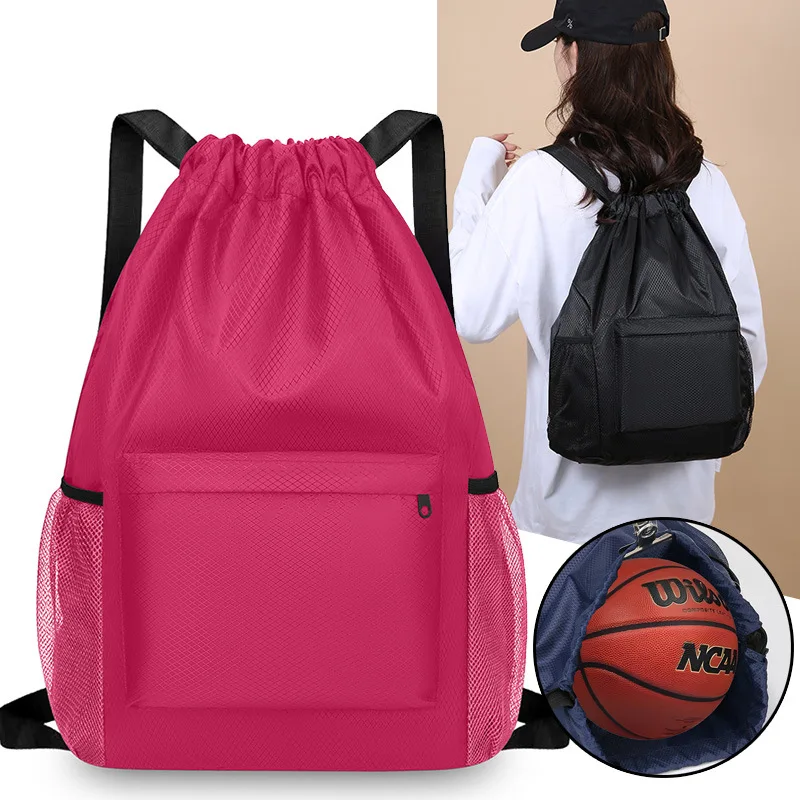 Outdoor swimming fitness training bag, lightweight travel backpack, sports basketball Oxford cloth drawstring bag