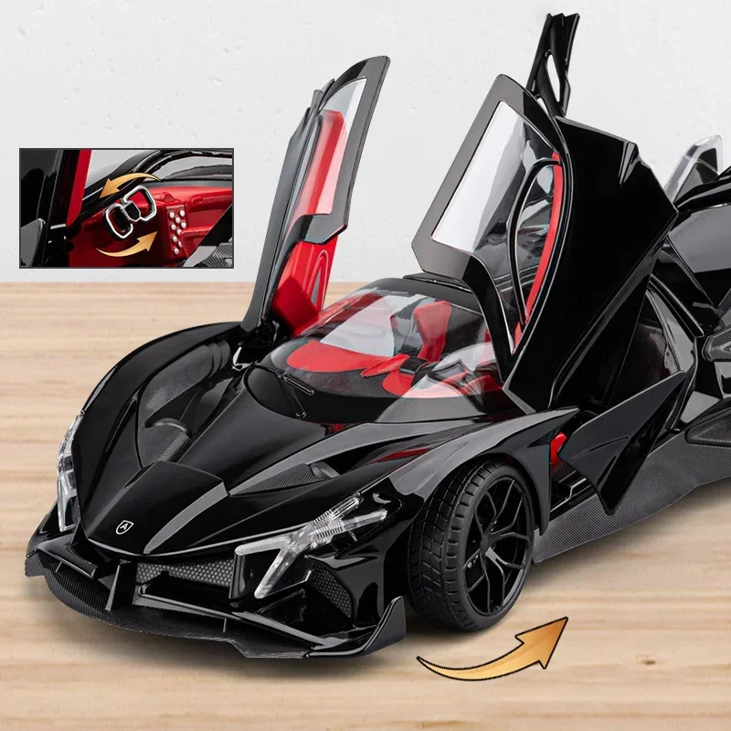 1:18Apollo Project EVO Alloy Sports Car Model  Diecast Metal Concept Racing Car Vehicle Model Sound and Light Childrens Toy Gift