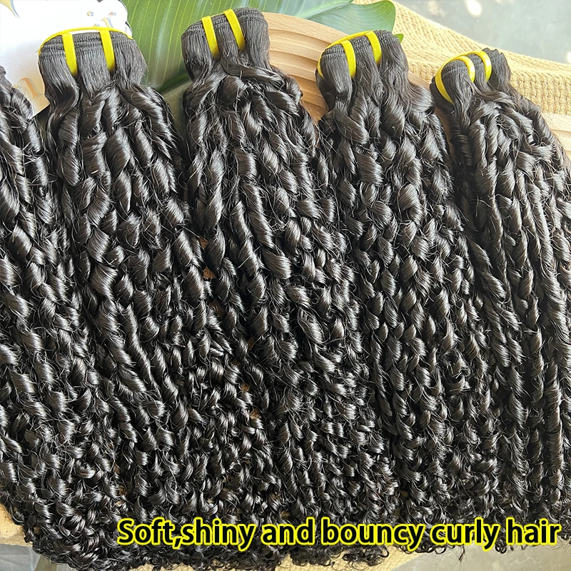 Pixie Curly 100 ℅   Echthaar-Bündel, federnd, lockig, 15 A, vietnamesische, unverarbeitete, rohe Haarwebart, Doppelschuss, Pissy Curly