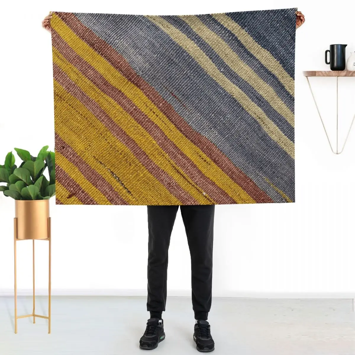 Retro Turkish Kilim, Navaho Weave, Woven Textile, Persian Carpet Throw Blanket Luxury Thicken Decorative Sofa Designers Blankets