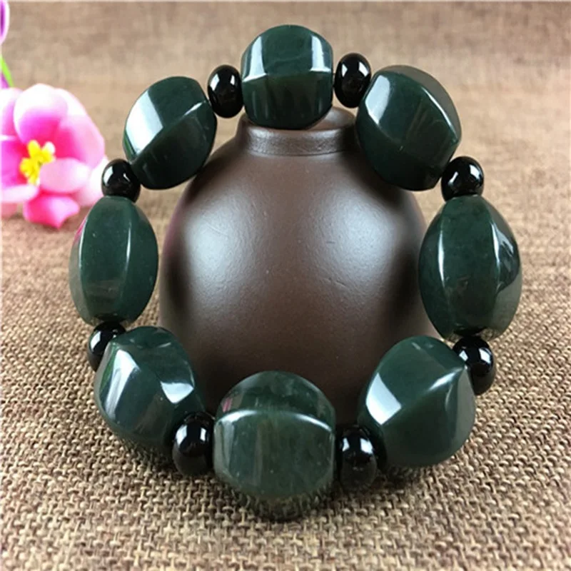 

Factory Wholesale Xinjiang Jade Hetian Jade Black Green Jade Bracelet