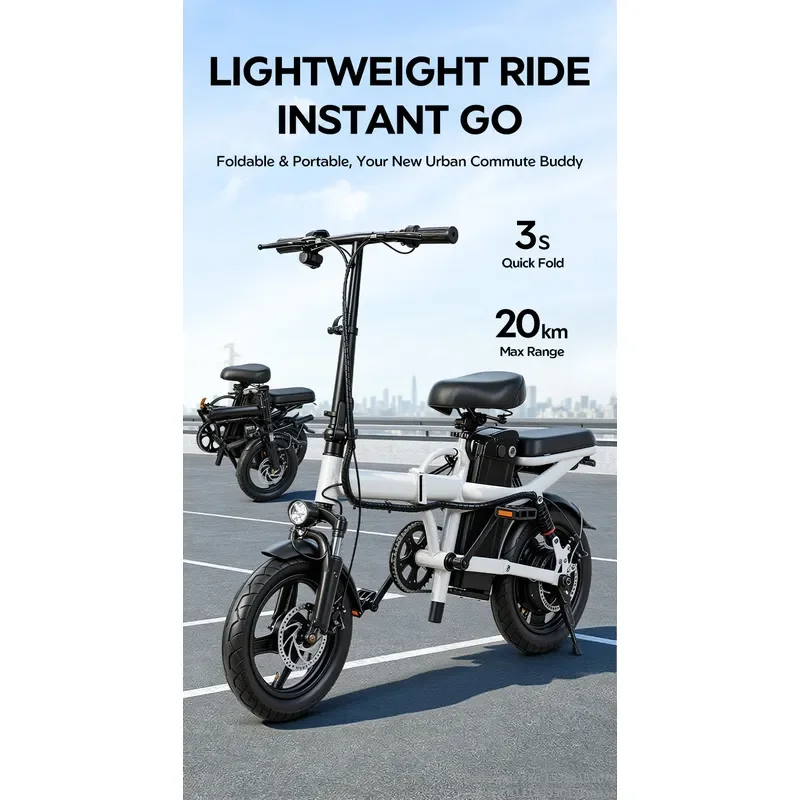 Foldable Brushless Electronic Electric Bike 12/14 Inch Tire Battery Rear Seat - view 6