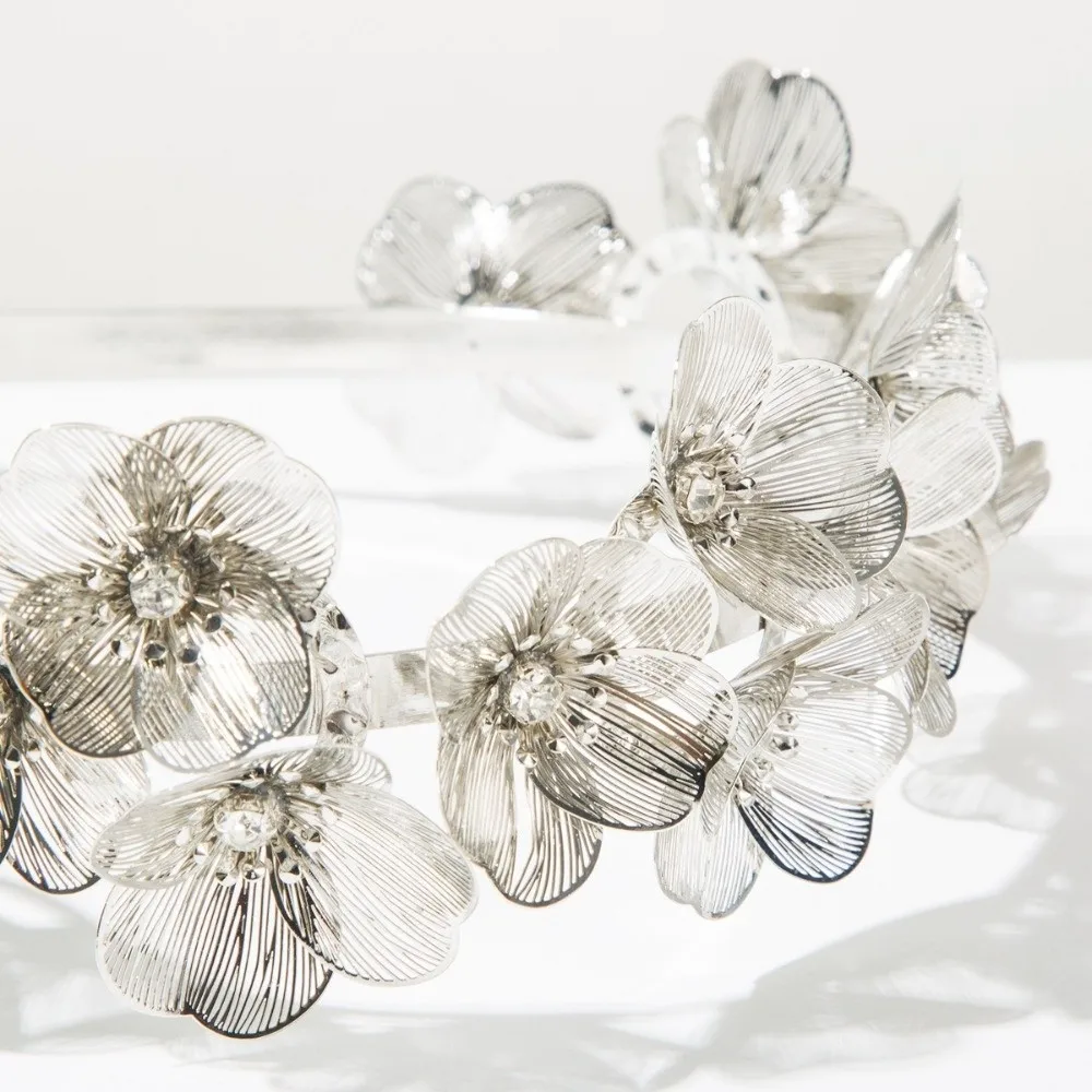 New Heavy Industry Flower Headband Party Headwear Jewelry Gift Bridal Headband Gold Color Flower Hair Bands Ball Party