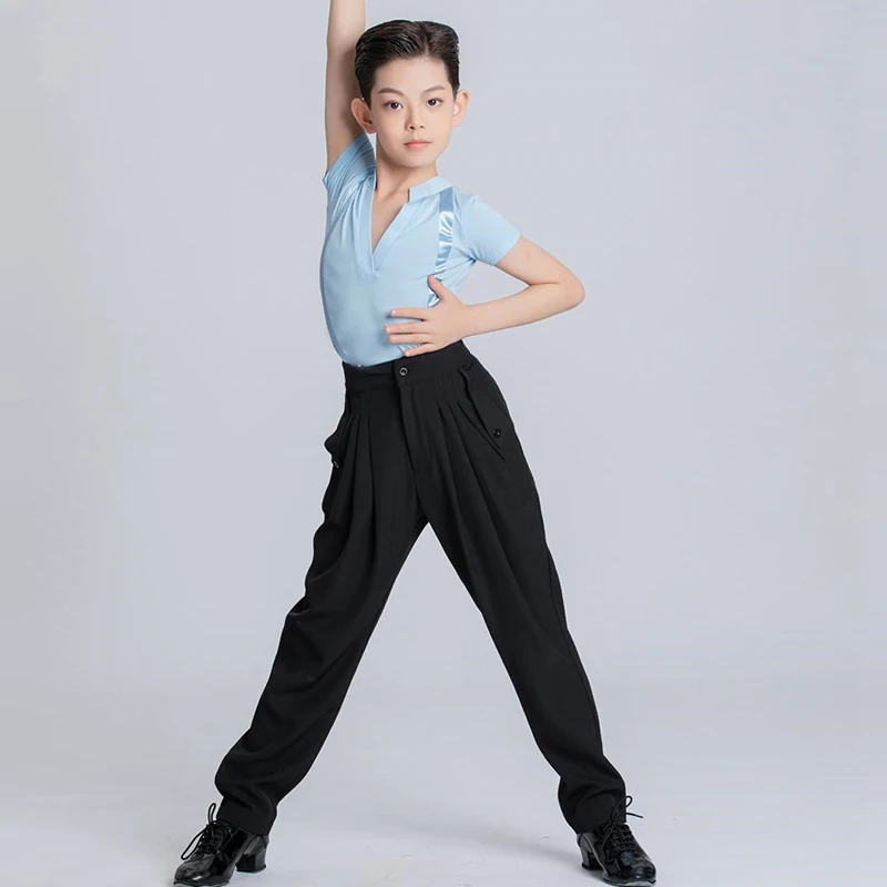 Children Latin Dance Clothes Boys Practice Clothes Waltz Competition Performance Costumes Shirt Pants Suit Samba Wear XH1159