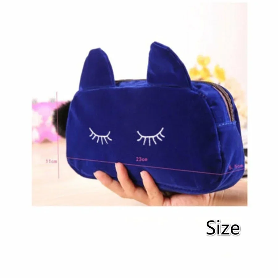 new Flannel Cosmetic Makeup Cartoon Cat Storage Bags Pen Pencil Pouch Case