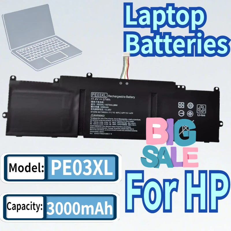 

11.4V 3000mAh PE03XL Laptop Battery for HP Chromebook 210 G1 11 G3 G4 HSTNN-LB6M 767068-005 766801-421 TPN-Q151