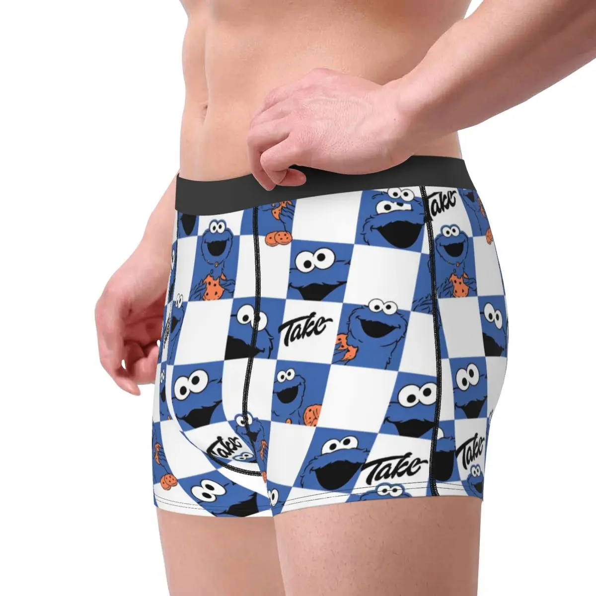 Men Sesame Street Cookie Monster Boxer Briefs Shorts Panties Soft Underwear Cartoon Anime Male Funny Underpants