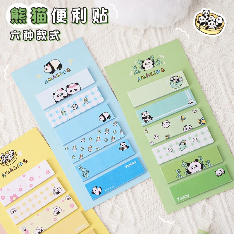 40pcs Kawaii Panda Note Paper Bookmarks Stickers Stationery for Girls Self-adhesive Bookmarks Cute Memo Pads To Do List Tabs