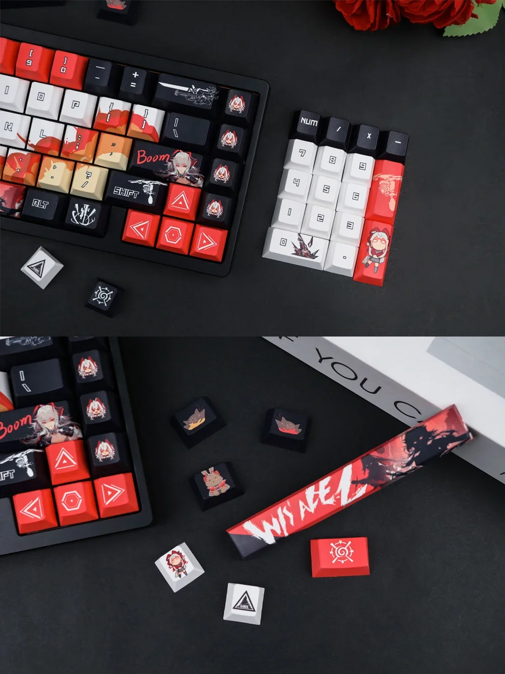 Arknights Wisadel PBT Fünfseitig gefärbte Tastenkappen, Cartoon-Anime-Gaming-Tastenkappen, Cherry-Tastenkappen für ANSI 61 87 104 108 Layout – Detail 8
