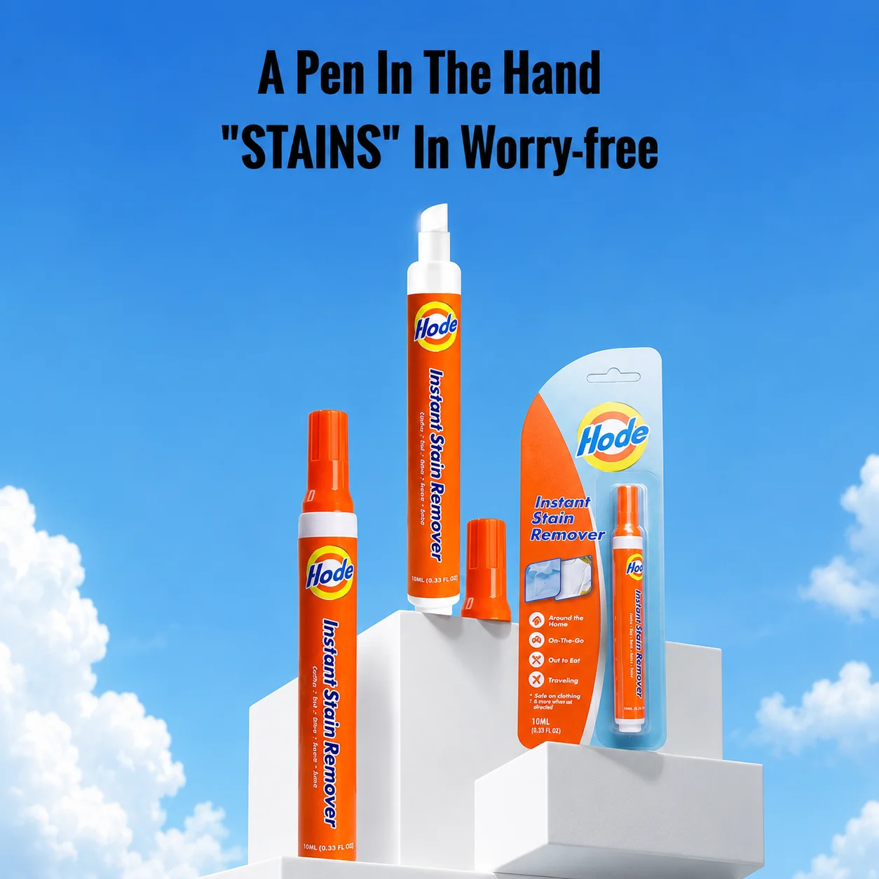 1PC Portable Stain Remover Pen, Waterless Emergency Spot Cleaner for Clothes, Active Oxygen Formula for Various Fabrics
