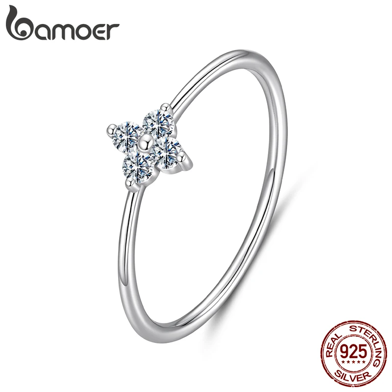 

Кольцо Bamoer Clover с муассанитом, 4 камня, цвет D, VVS1, стерлинговое серебро 925 пробы, оригинал для женщин, ювелирные изделия, сладкий подарок на вечеринку