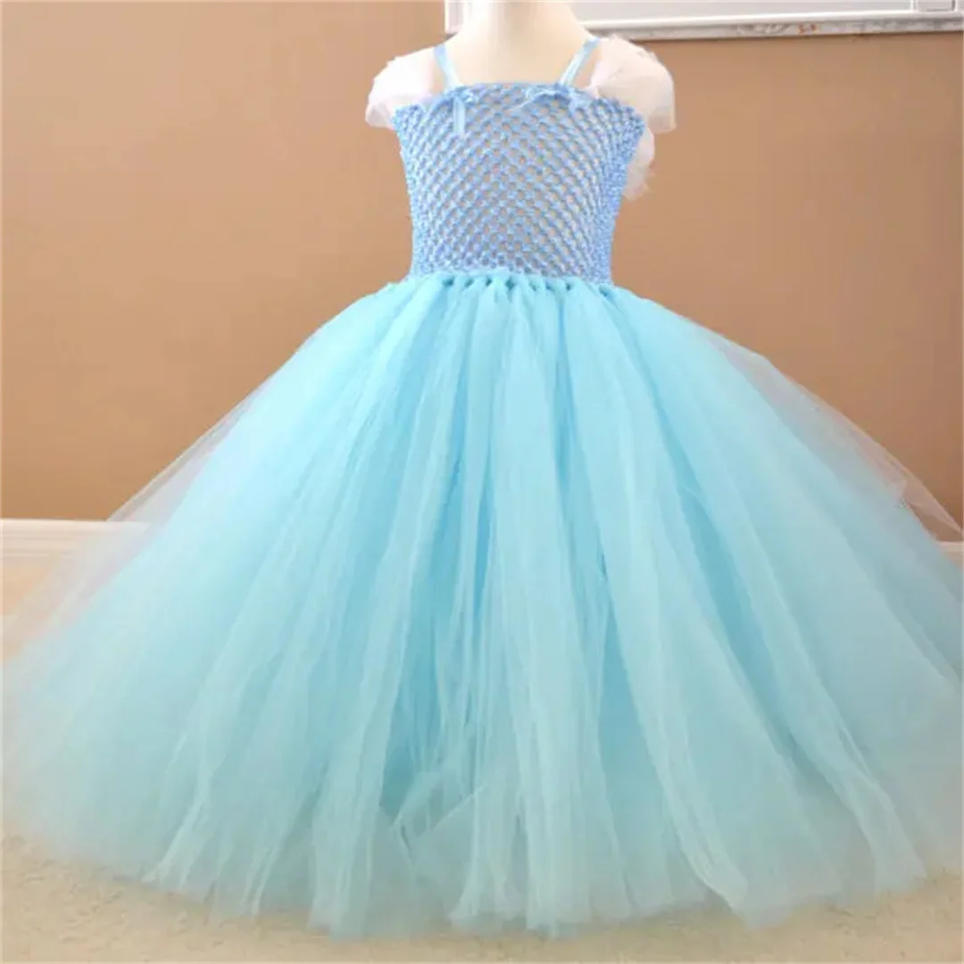 فستان توتو مسائي أرجواني للفتيات من Communion فستان أطفال منفوش كروشيه طويل من التول مشد تنورات قصيرة لحفلات الزفاف للأطفال #4