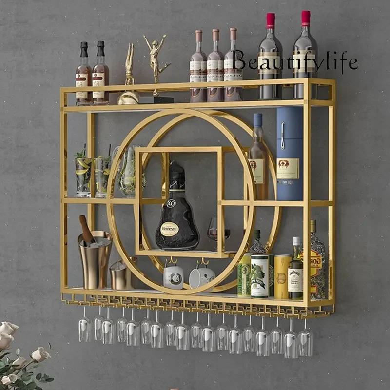 Q امرأة حامل مشروبات فاخرة الذهب فندق معلق عرض جدار النبيذ الرف زجاجة غرفة المعيشة Sto الغضب Estante Para Vino بار الأثاث