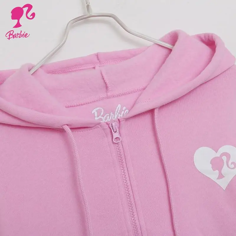 Kawaii Anime Cartoon Girly Hooded Sweatshirt Jacket Barbies Series Student Cardigan Zip Sweatshirt Leisure Hooded Sweater Coat