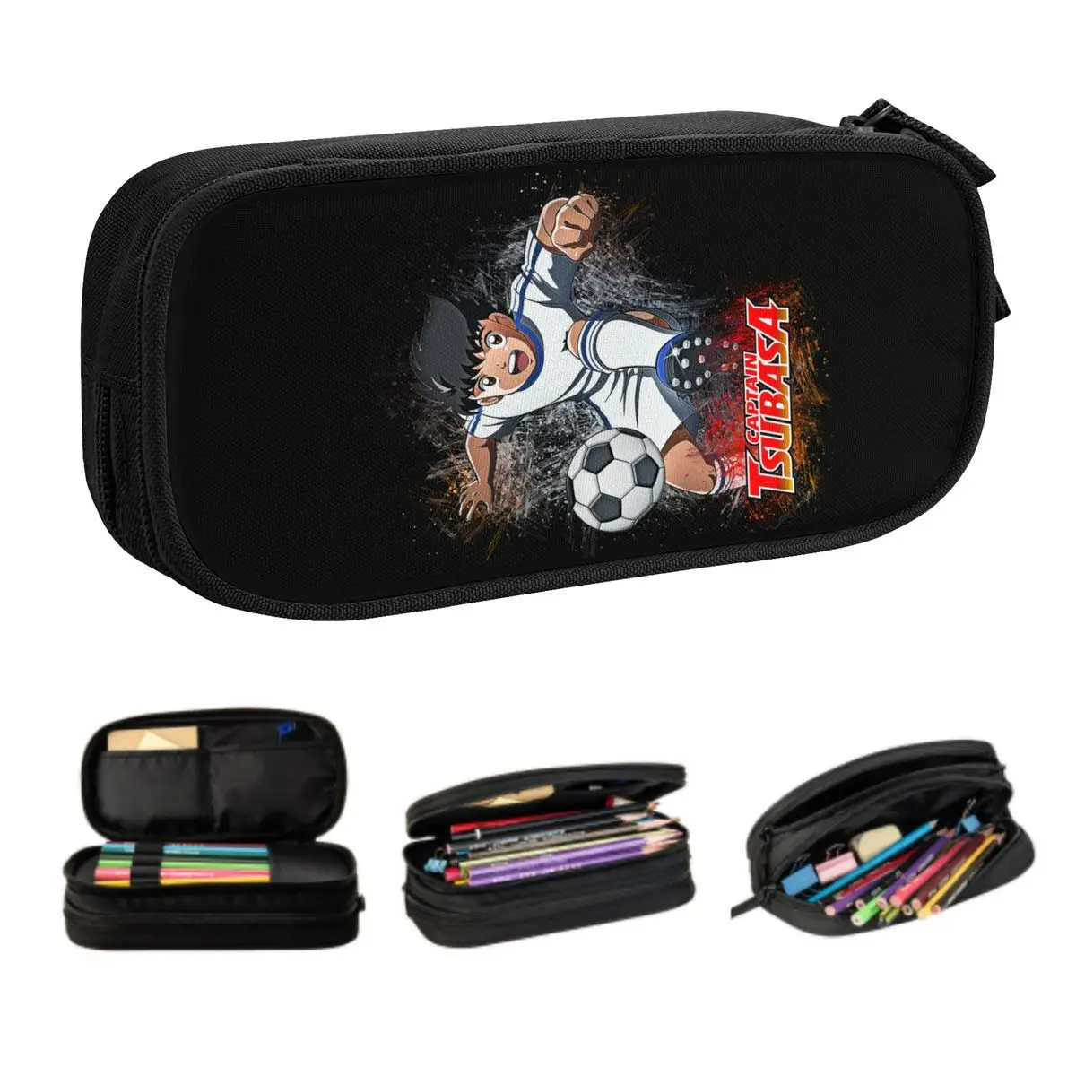 Custom Tsubasa Ozora Captain Tsubasa Cute Pencil Case Large Capacity Fashion Anime Football Pencil Box School Accessories