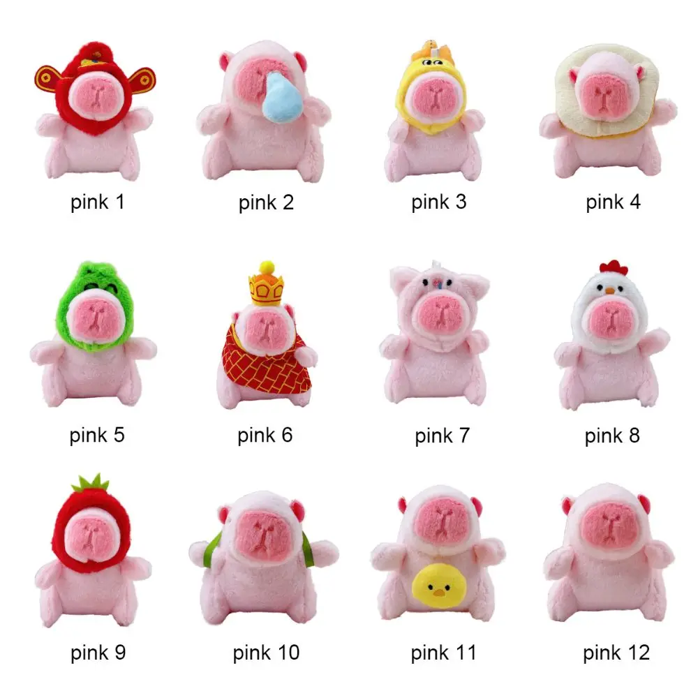 Kawaii rosa Plüsch Capybara Puppe Spielzeug niedlichen Cartoon Capybara Puppe Stofftiere Auto Ornament Schlüssel bund Anhänger Geburtstags geschenk