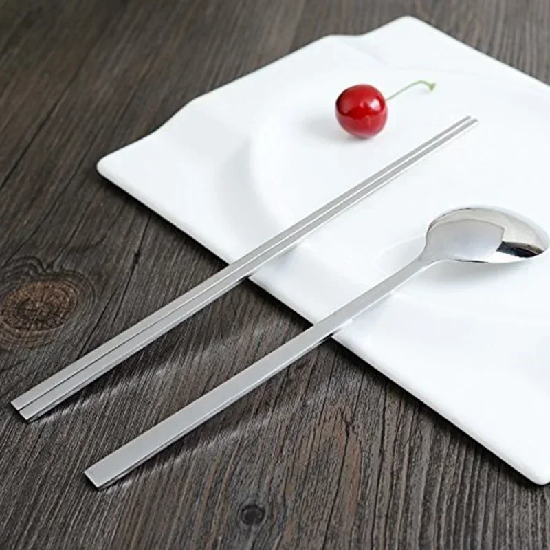 طقم أدوات مائدة كوري من الفولاذ المقاوم للصدأ ، طقم عشاء ، أواني طعام فاخرة ، ملعقة ، عيدان ، أدوات مائدة ، أدوات صغيرة ، جودة عالية #3