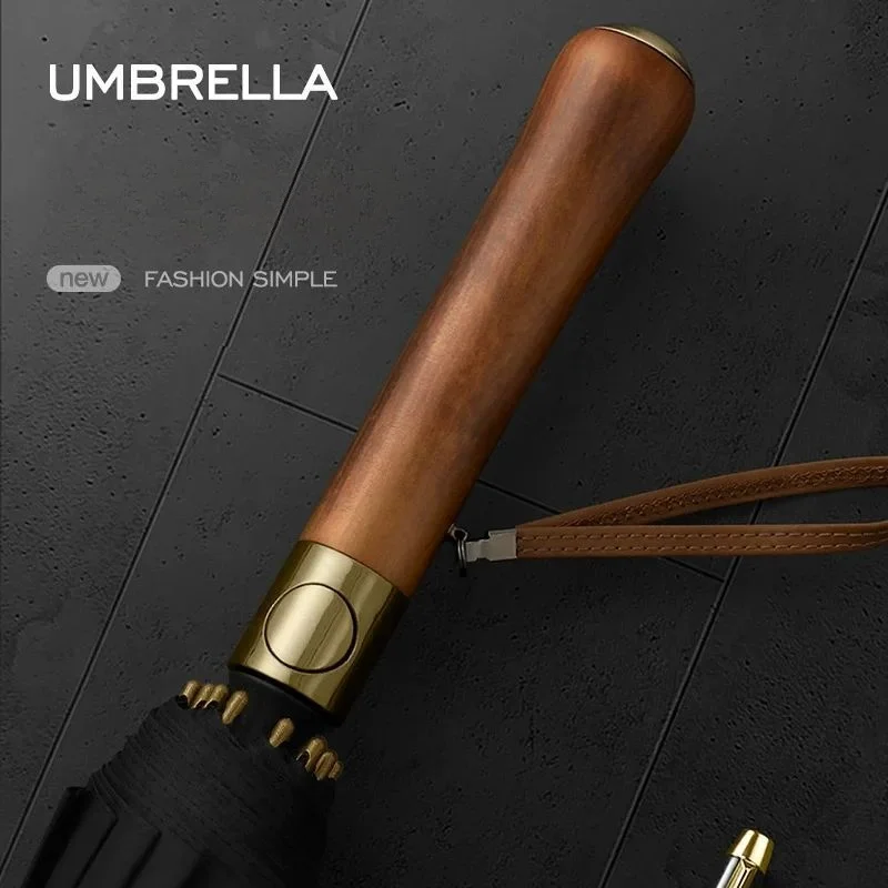 High-end Wooden Handle Umbrella Long Handle Umbrella Straight Rod Dual-Purpose Umbrella Advertising Umbrella 16 Bones Men
