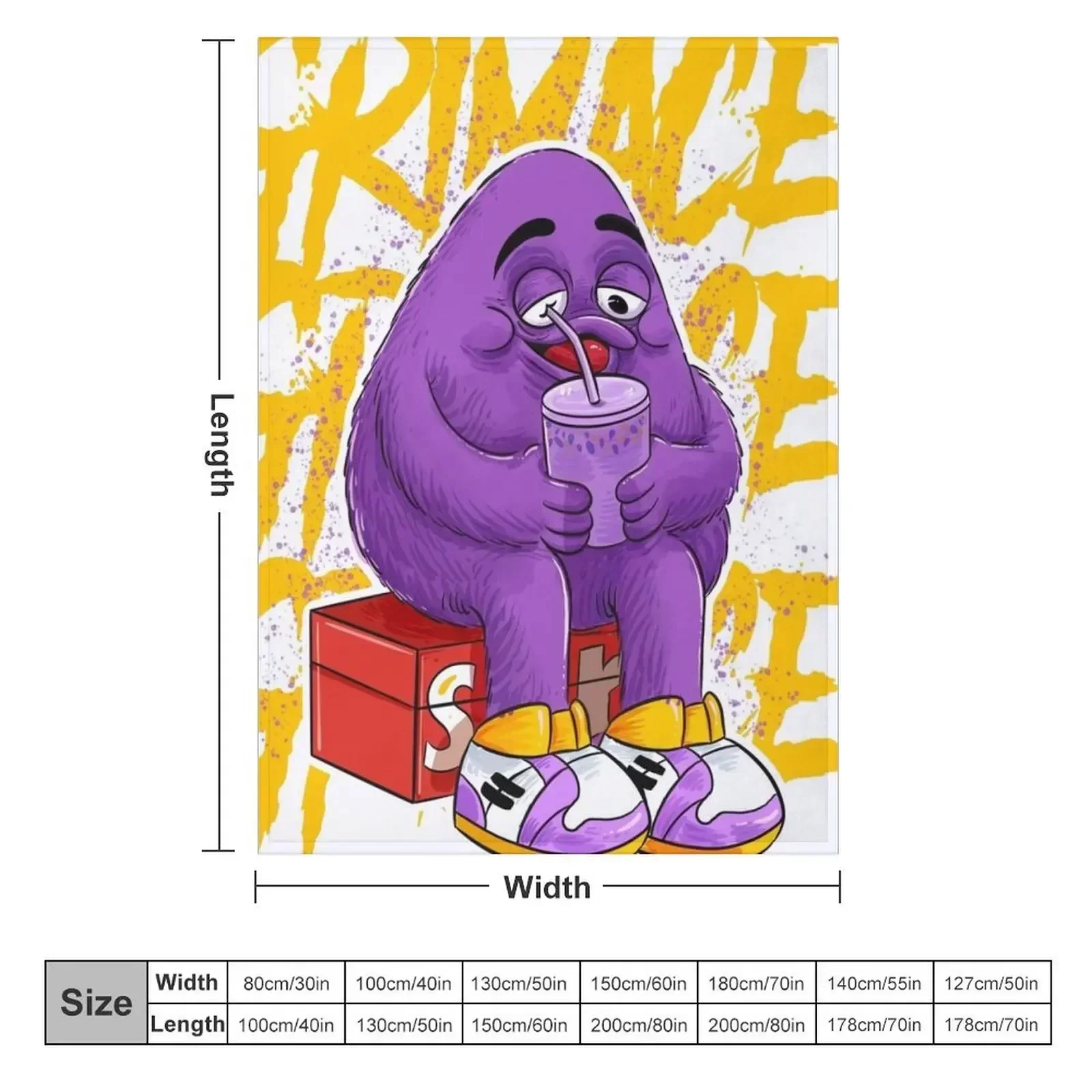 Grim Shake Grimace Fan art Throw Blanket couch cozy soft plush fuzzy picnic outdoor blanket