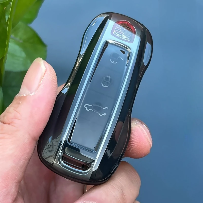 

TPU Car Key Cover Holder Case Protector for New Porsche Macan 718 Cayenne Paramela 911 Smart Remote Transparent Accessories