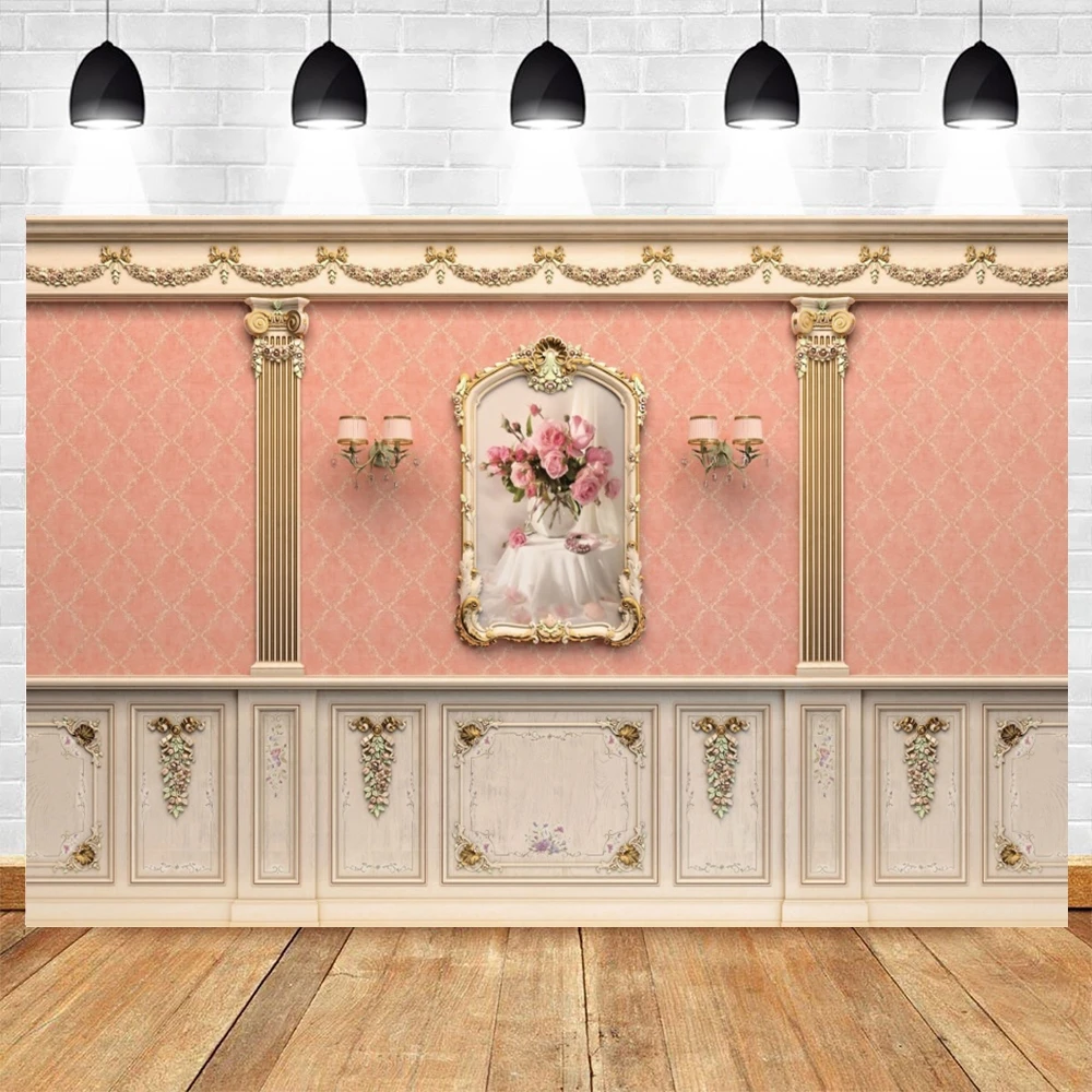 Retro Interior Wall Photography Background Vintage Castle Palace Europe Indoor Wedding Baby Shower Decor Backdrop Photo Props