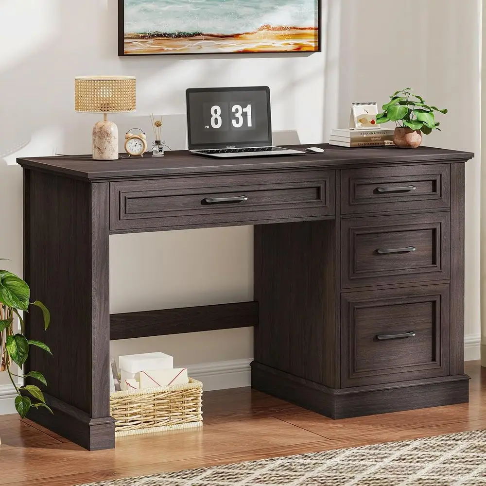 47 Modern Executive Desk with Drawers, Multipurpose Computer Desk for Home Office, Study, Writing