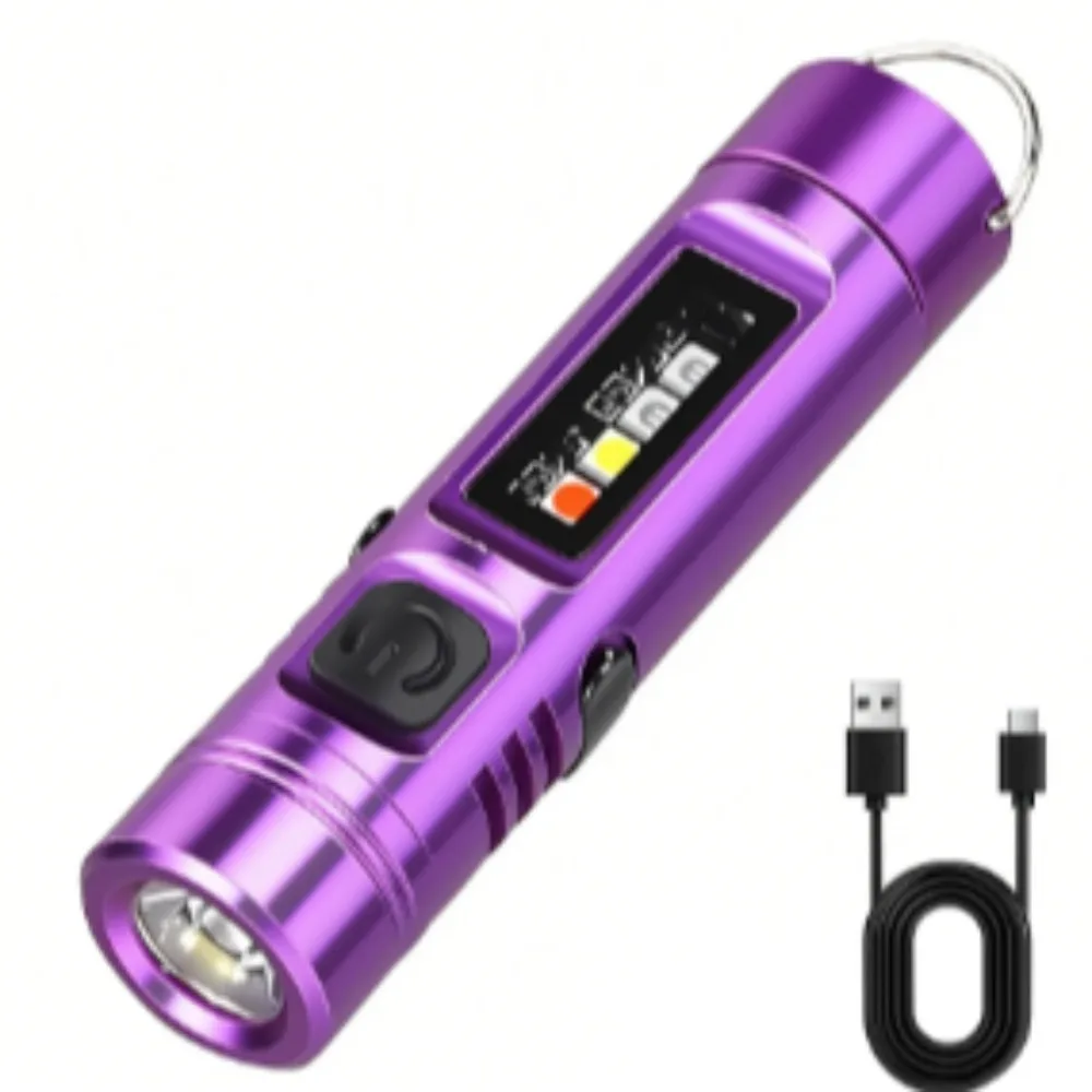 Mini Magnetic Keychain Flashlight Waterproof Rechargeable Multifunctional Portable Emergency Work Torch for Outdoor Daily Carry