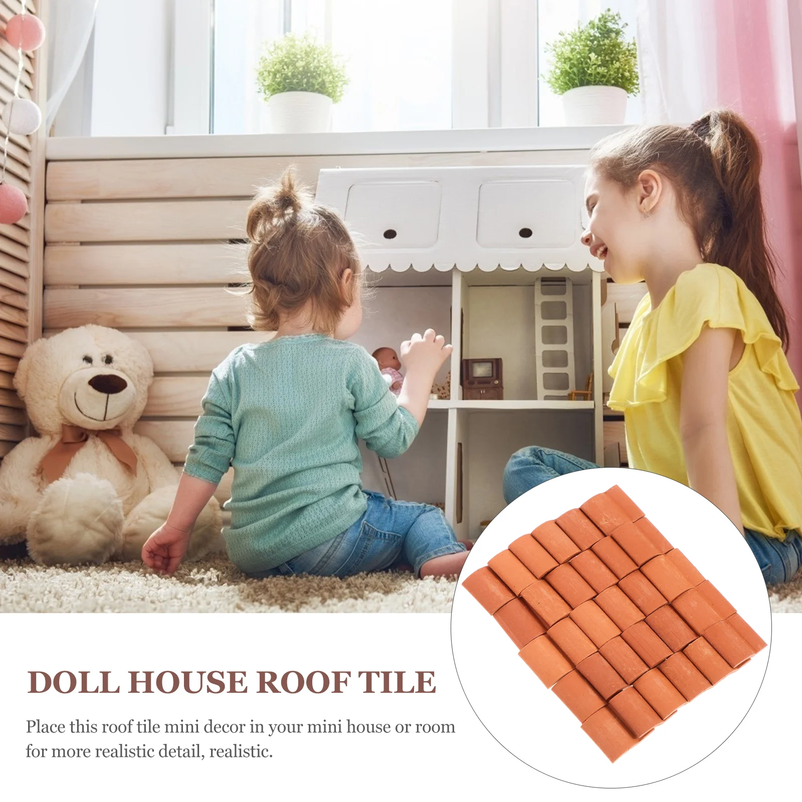 60 Pcs Simulated Building Tiles House Supplies Decoration Dolls Roof Miniature Decorative Soil Furniture