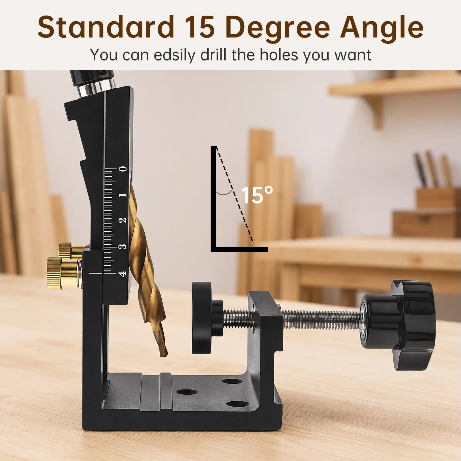 Adjustable Pocket Hole Wood Jig System Kit Drill Guide Hole Drilling Locator Woodworking Punch Positioner for Furniture Joint