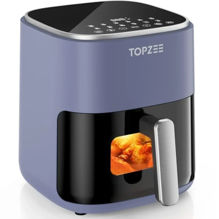 

Air Fryer 12-in-1 5.5-QT Compact Large Air Fryer with 360° Hot Air Circulation 100 400°F Precise Heat Visible Window 95% Less O