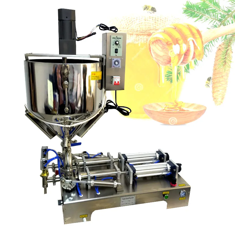 Pneumatic Paste Filling Machine, Stainless Steel Heating Mixing Hopper Honey Salad Dressing Quantitative Filling Machine