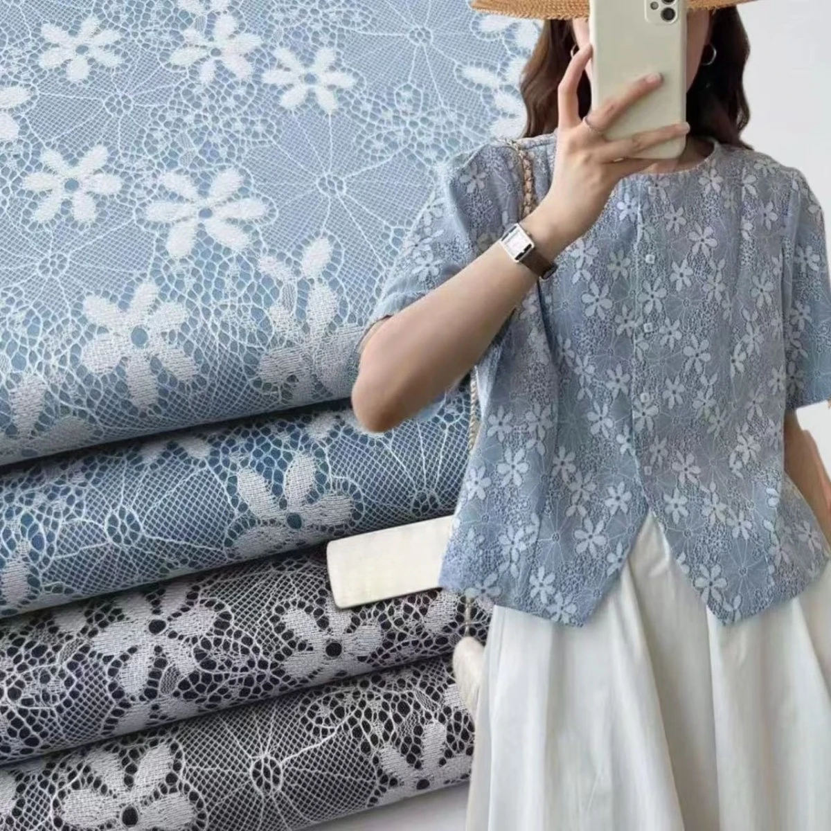 

Кружевная джинсовая ткань для одежды «сделай сам», дизайнерский материал для женщин, детские сумки, пальто, брюки, топы, швейные проекты ручной работы