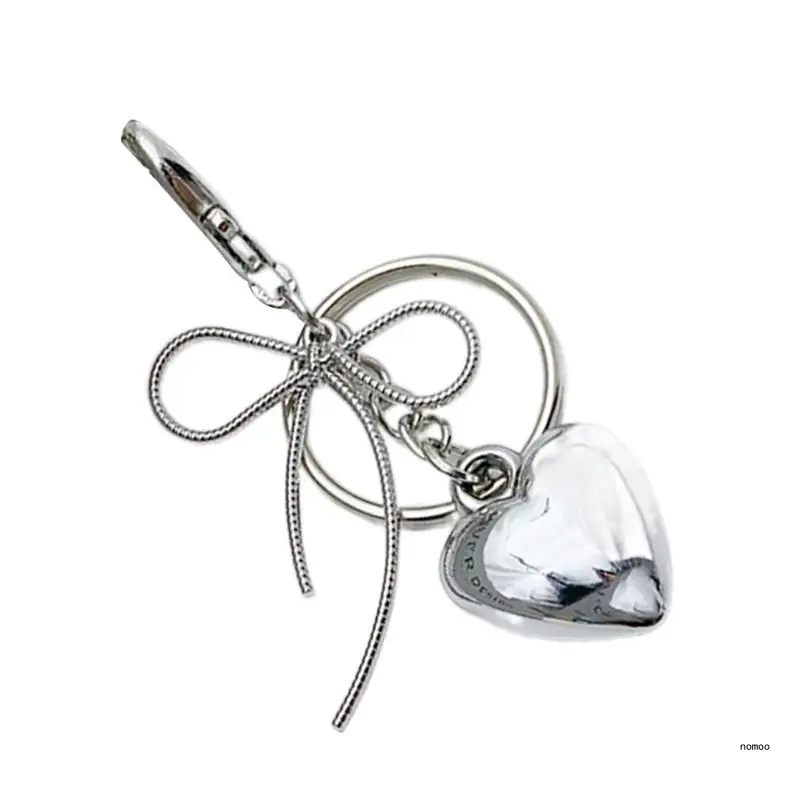 Fashionable Heart Keychain Stylish Bag Accessory Bowknot Keychain Heart Keyrings Alloy Material Suitable for Any Outfit