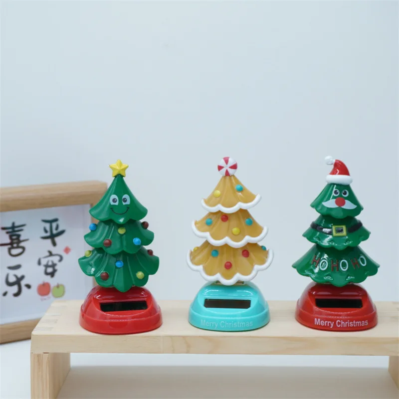 Cute Christmas Solar Toysfunny Auto Swinging Dancing Cartoon Christmas Tree Offices Desktop Decorations Christmas Birthday Gifts