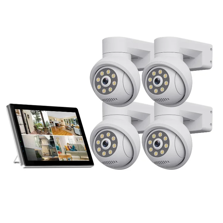 Kit de caméra solaire PTZ Nvr, alarme sonore, étanche, vision nocturne, sécurité à domicile, système de caméra CCTV, 5MP